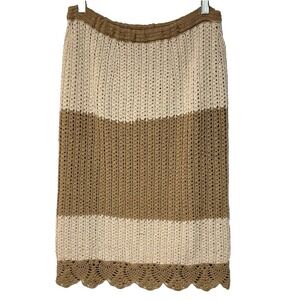 Boho Western Crochet Midi Skirt Medium Festival Coastal Cowgirl Rodeo Grunge